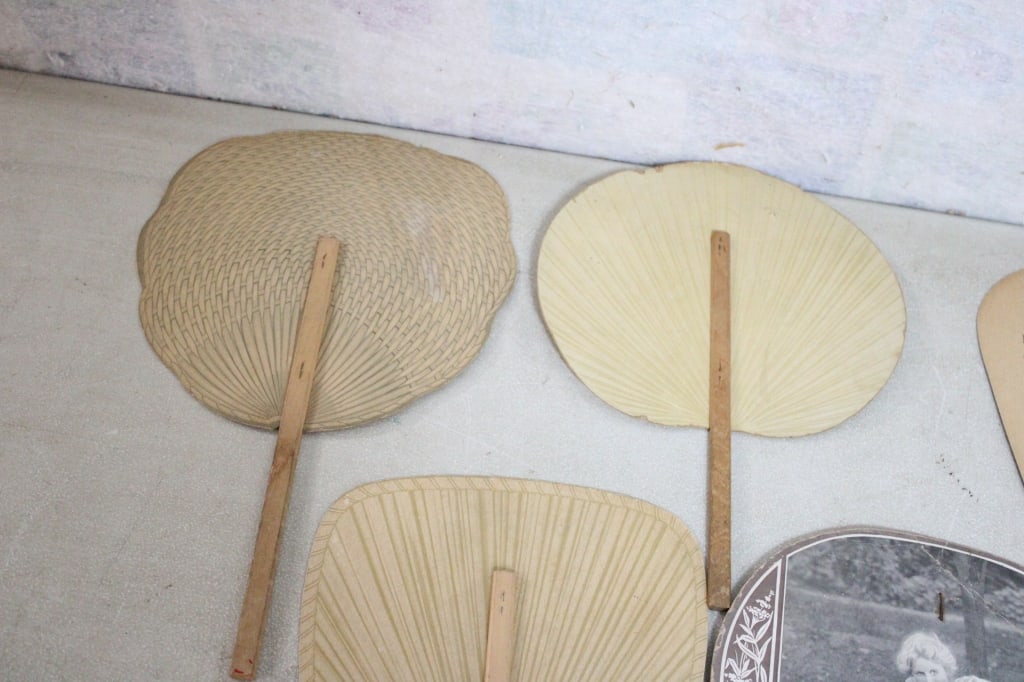 8 Antique Advertising Funeral Fans - 19