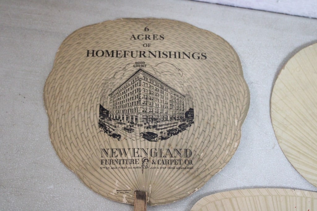 8 Antique Advertising Funeral Fans - 2