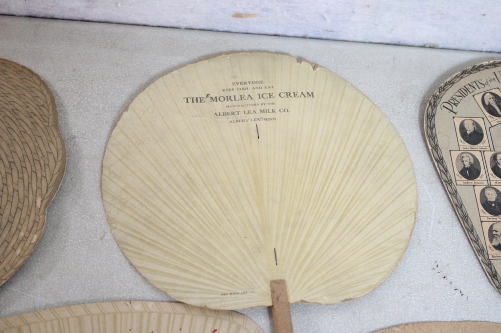 8 Antique Advertising Funeral Fans - 3