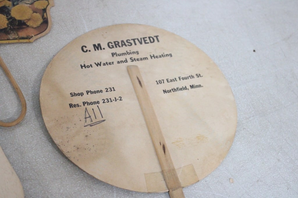 8 Antique Advertising Funeral Fans - 9