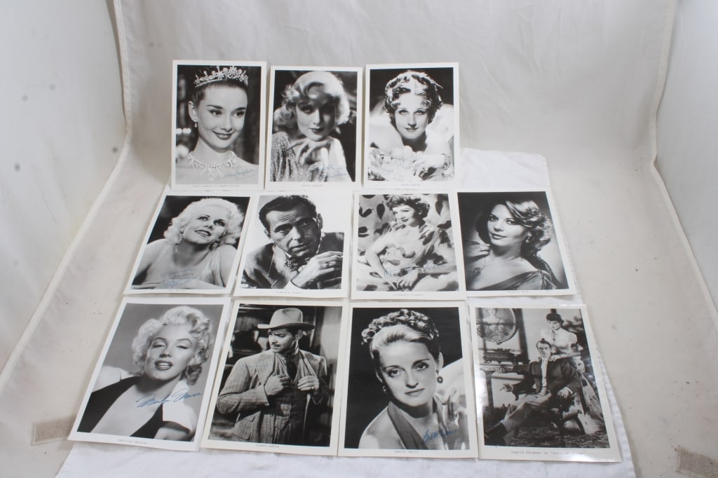 11 Signed Hollywood Star Photos- Marilyn Monroe: 11 Signed Hollywood Star Photos- Marilyn Monroe - Clark Gable, Humphrey Bogart, Audrey Hepburn, Ingrid Bergman, Carole Lombard, Norma Shearer, Natalie Wood, Claudette Colbert, Jean Harlow, Bette Davis