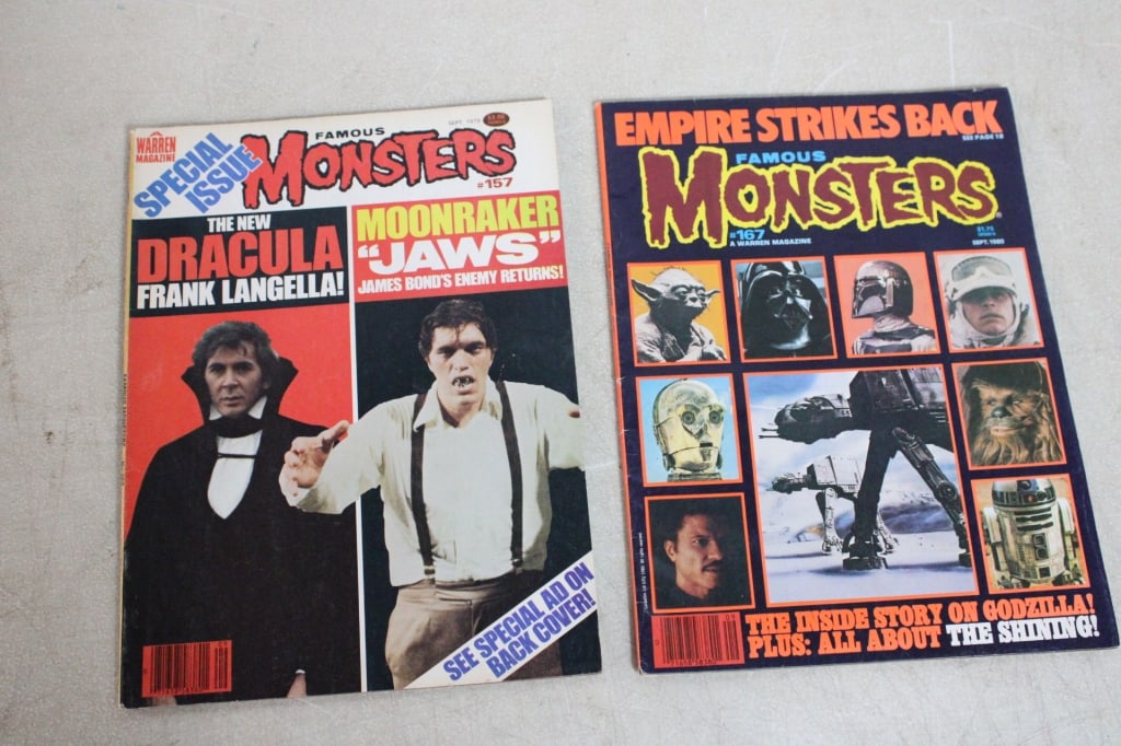2 Warren Magazines Incredible Famous Monsters: 2 Warren Magazines Incredible Famous Monsters - Issues 157 & 167. 9.2 Oz. Lot Size 11" x 8" x 1". Photos are part of description (Live Auctioneers only shows up to 20). Please ask questions and