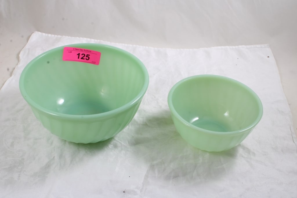 2 Fire King Jadeite Nesting Bowls 8" & 6" (1 of 13)