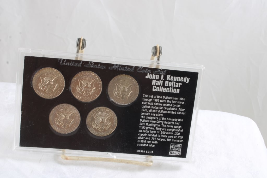Set of 5 Kennedy Half Dollars Encased - 2