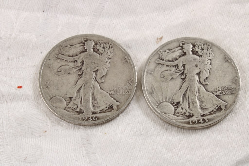 1936, 1943 Walking Liberty Silver Dollars (1 of 5)