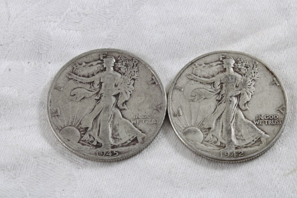 1942 1945 Walking Liberty Silver Half Dollars (1 of 5)