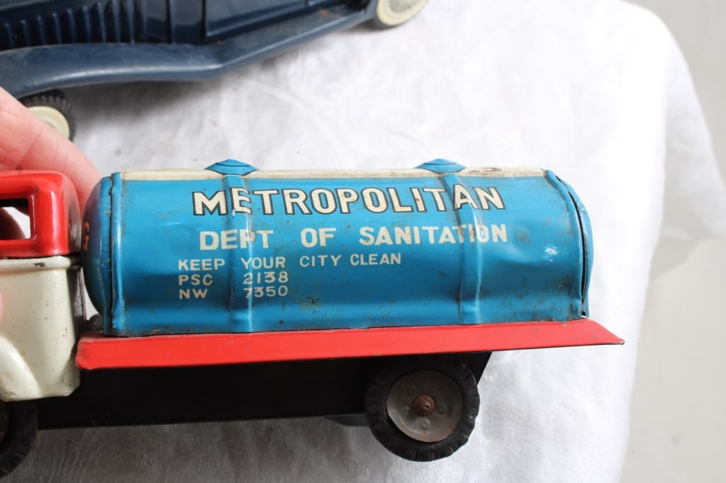 3 Tin Friction Army, Water Truck, Car Made Japan - 6