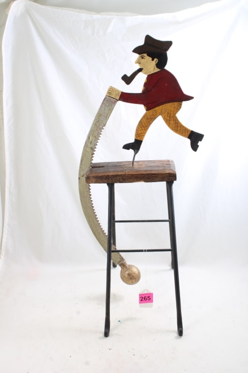 Folk Art Pendulum Balance Saw Man Lumberjack (1 of 13)