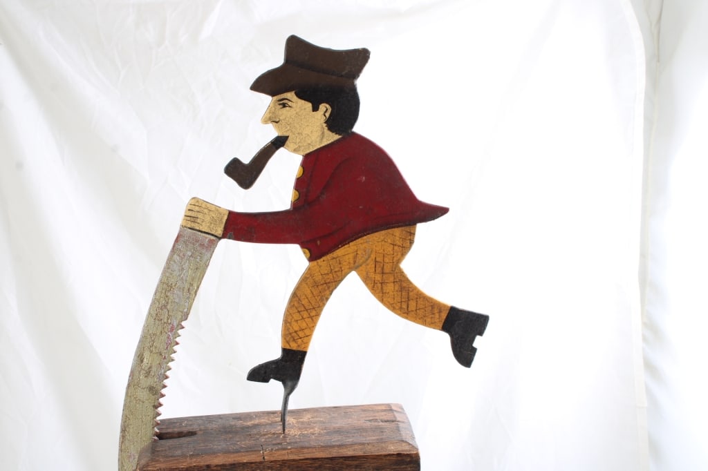 Folk Art Pendulum Balance Saw Man Lumberjack - 2