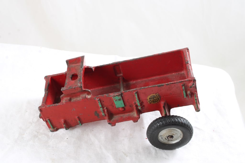 Arcade Cast Iron 2 Horse Wagon with Foil Label: Arcade Cast Iron 2 Horse Wagon with Foil Label - 2 Lbs. Lot Size 6" x 3" x 3". Photos are part of description (Live Auctioneers only shows up to 20). Please ask questions and read terms & conditions b