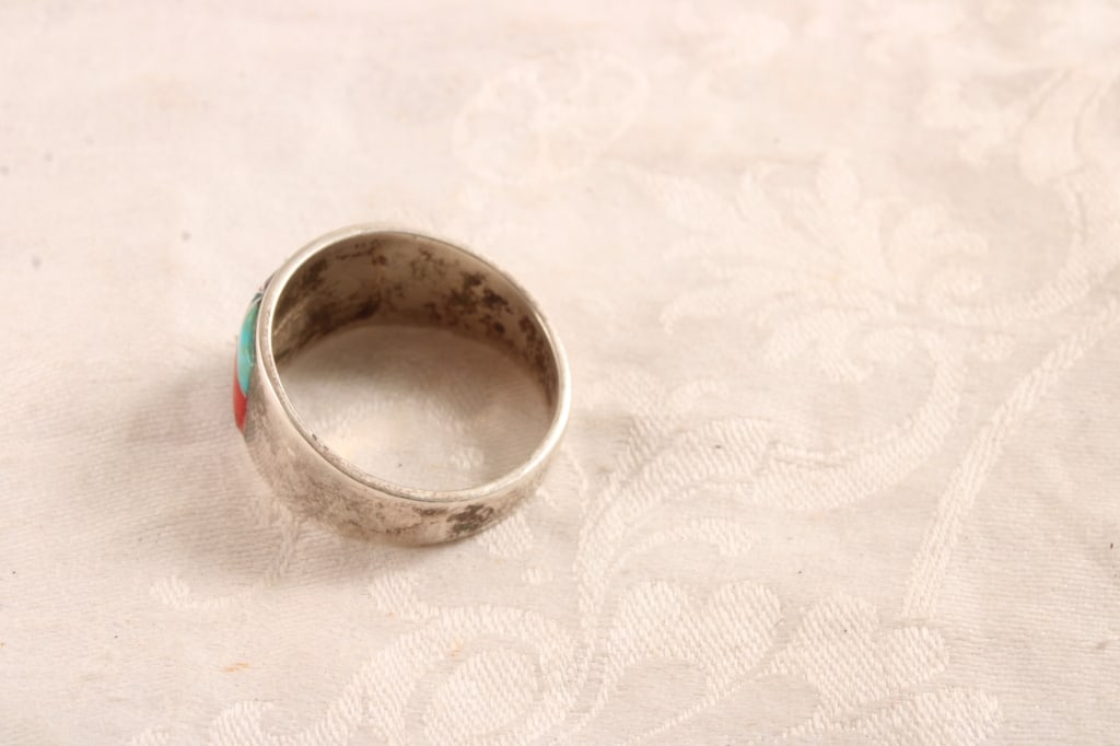 Native American Sterling Silver Gemstone Ring - 3
