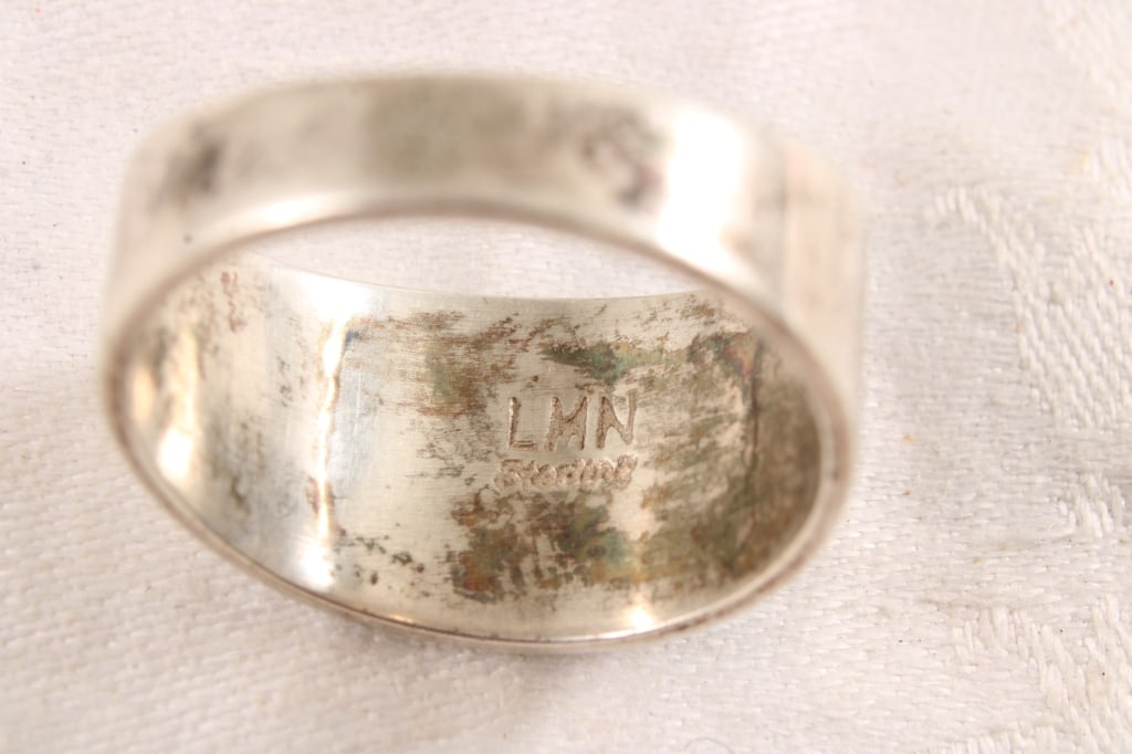 Native American Sterling Silver Gemstone Ring - 4