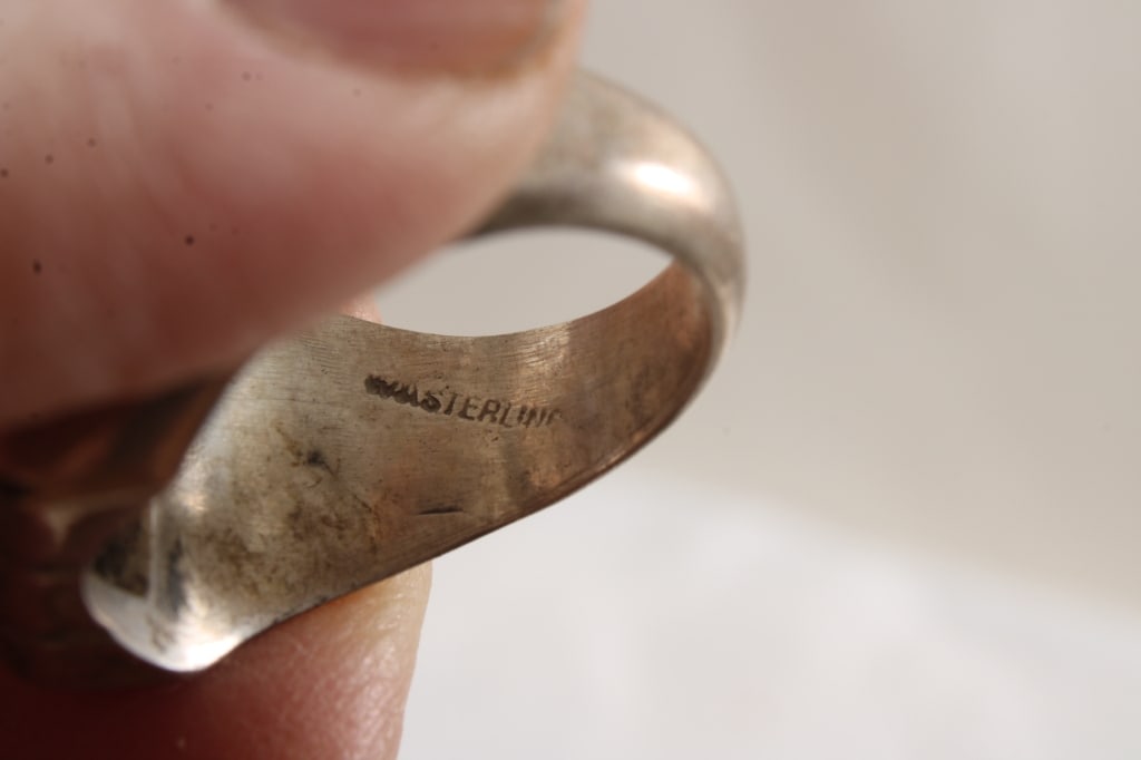 Antique Agate Denritic Sterling Silver Ring 14.5 G - 9