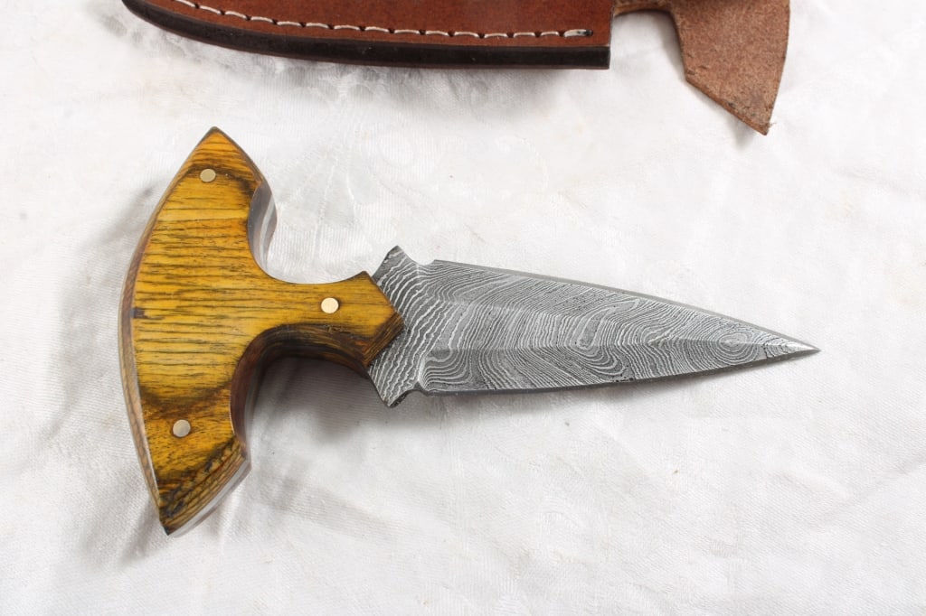 Custom Made Damascus Fixed Blade Knife w/Sheath - 4