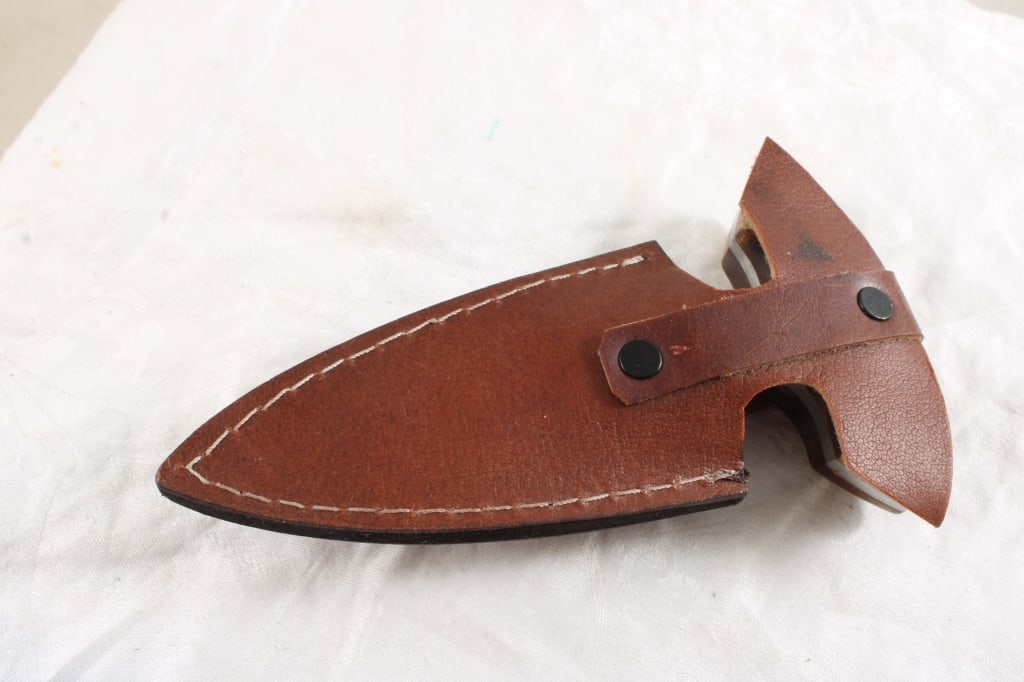 Custom Made Damascus Fixed Blade Knife w/Sheath - 8