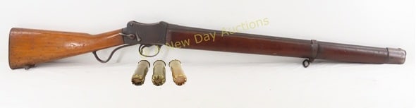 WW Greener Mark III "EG" 14GA Shotgun & Shells: WW Greener Mark III "EG" 14GA Shotgun & Shells - SN#41007, imported SARCO, circa 1922, single shot barrel modified Martini Henry action. At the time in Egypt, corruption was on the forefront, frequent