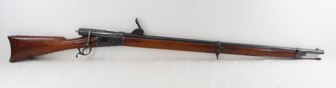Swiss M78 Vetterli .41 Rimfire Rifle: Swiss M78 Vetterli .41 Rimfire Rifle - ANTIQUE mfg 1878-1881 SN# 178435- matching , bolt action with handle marked 35, 33" barrel with front blade and rear Schmidt sight, front band marked 435 with si