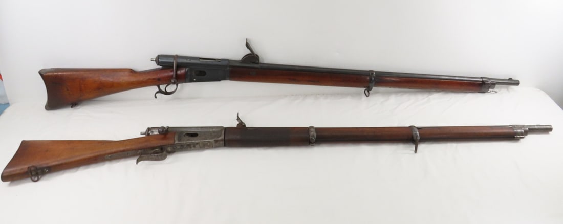 Swiss M69/71 & M81 Vetterli .41 RF & CF Rifles: Swiss M69/71 & M81 Vetterli .41 RF & CF Rifles - 1) M69/71 CF: ANTIQUE mfg 1869-1871 SN# 136321, bolt action with handle marked 777, 33" barrel with front blade and rear sight, front band marked 321 w