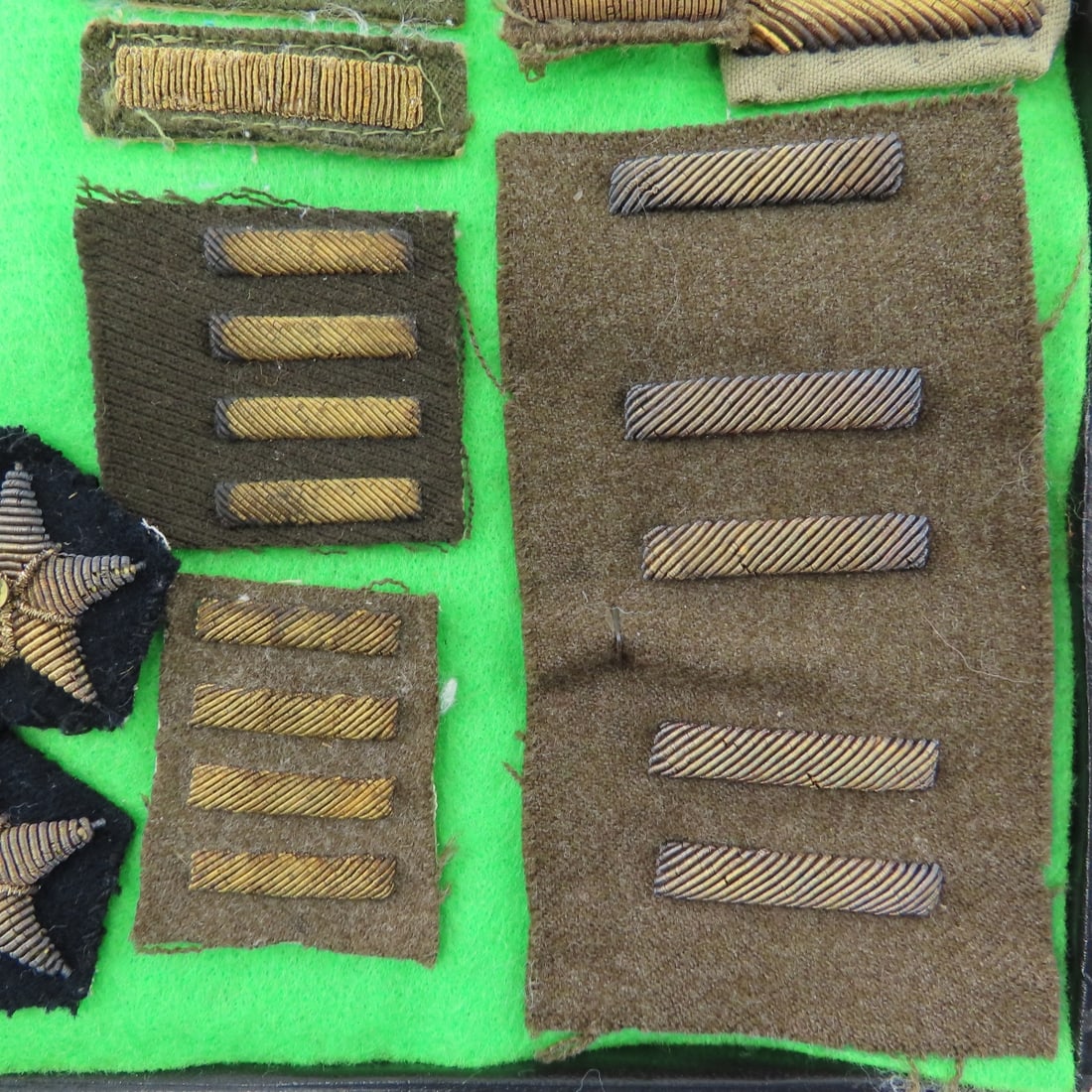 WWII US Bullion Patches in Riker Display - 12