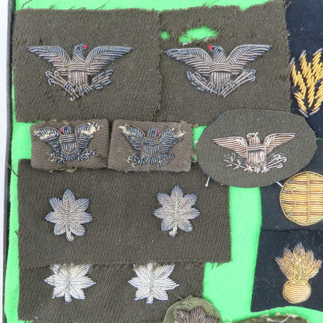 WWII US Bullion Patches in Riker Display - 2