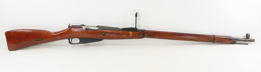 1943 Mosin Nagant Izhevsk M91/30 7.62x54R Rifle: 1943 Mosin Nagant Izhevsk M91/30 7.62x54R Rifle - SN# 4544, import PW Arms SN# RMN091534, receiver marked " crest, 1943r / K(Cyrillic f) 4544 Izhevsk Factory mark", bolt marked 4544, 28" barrel, hoode