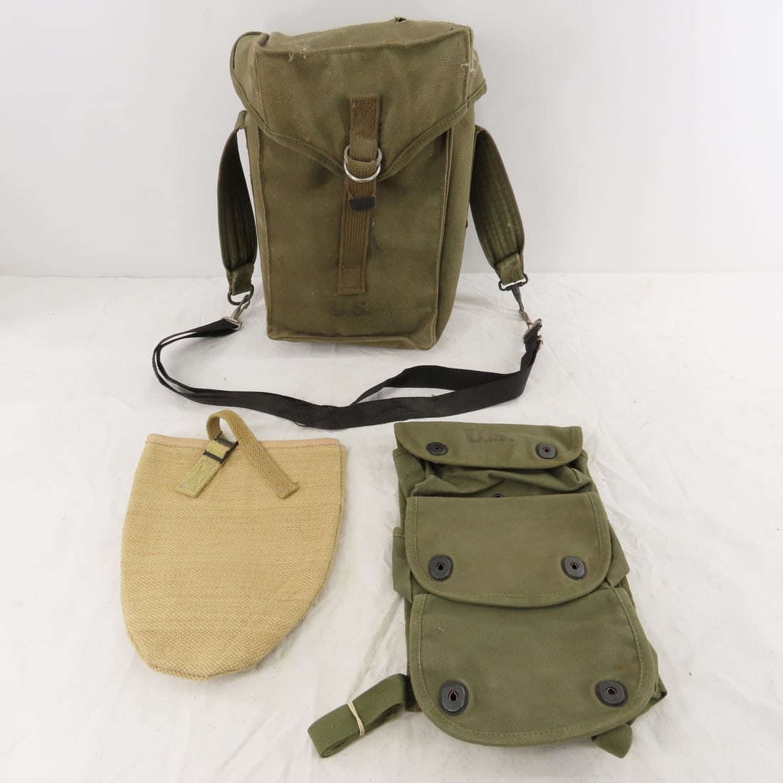 WWII US Army Field Bags, Gas Mask, Canteens - 7