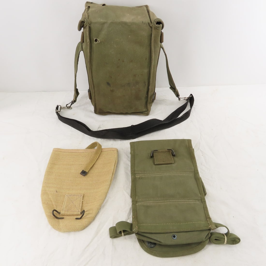 WWII US Army Field Bags, Gas Mask, Canteens - 8