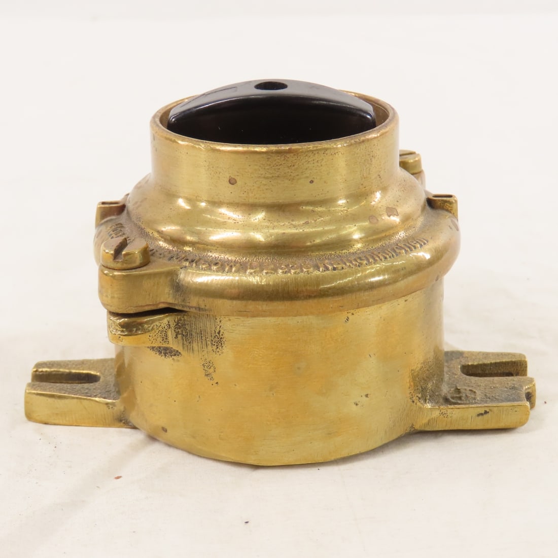 WWII German Brass Nautical Light Switch & Light - 12