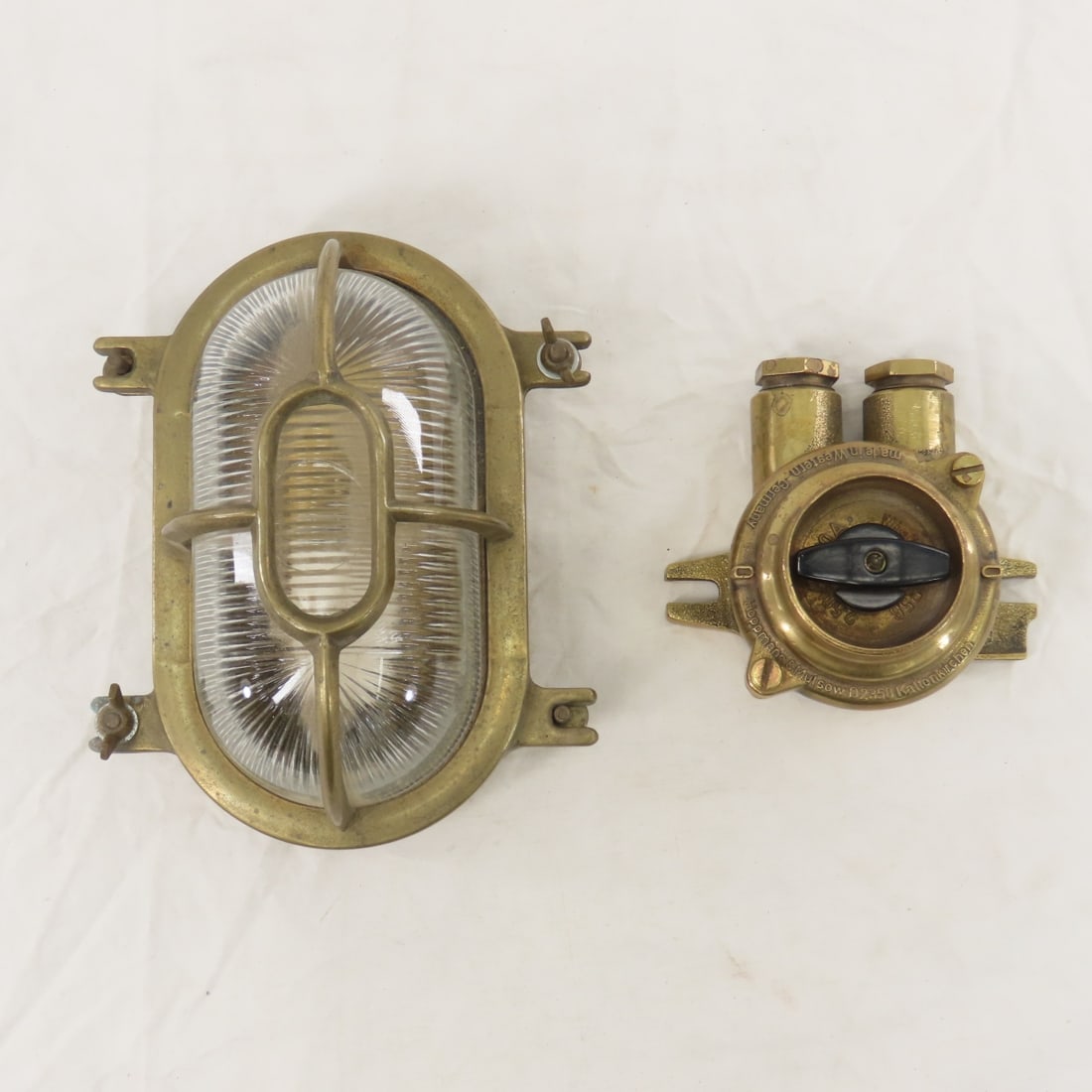 WWII German Brass Nautical Light Switch & Light (1 of 16)
