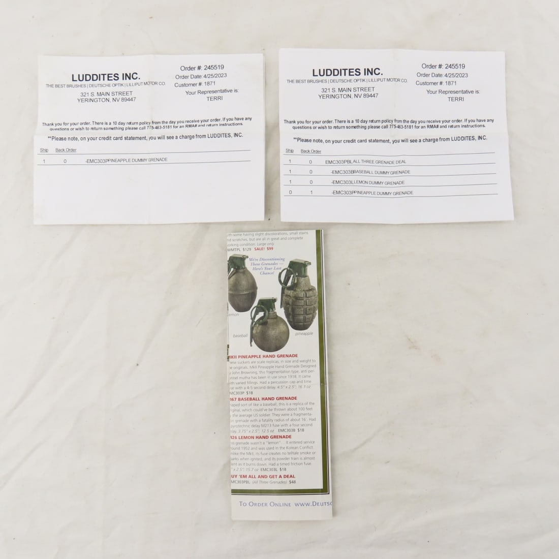 3 WWII Inert Dummy Hand Grenades Display - 11