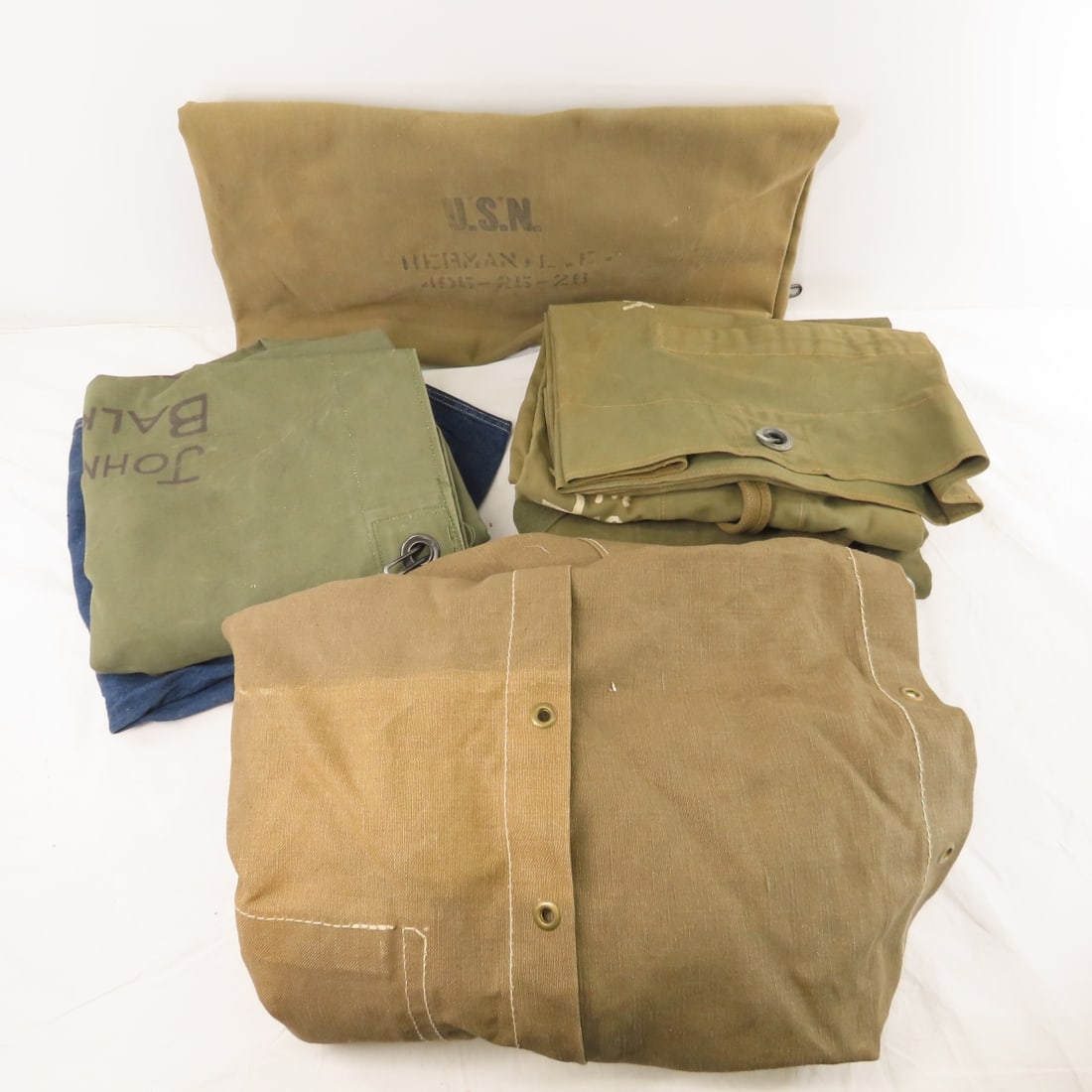 5 Vintage US Army Canvas Duffle Bags (1 of 18)