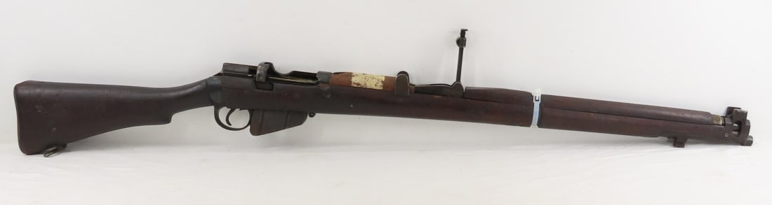 1946 Lee-Enfield No I Mk III* .303 Rifle: 1946 Lee-Enfield No I Mk III* .303 Rifle - SN# 39459V , Wrist marked: "No I Mk III* FR'46", FR= Factory Repair India, MISSING BOLT, 26" barrel, front sight with ears, rear ladder sight, missing front