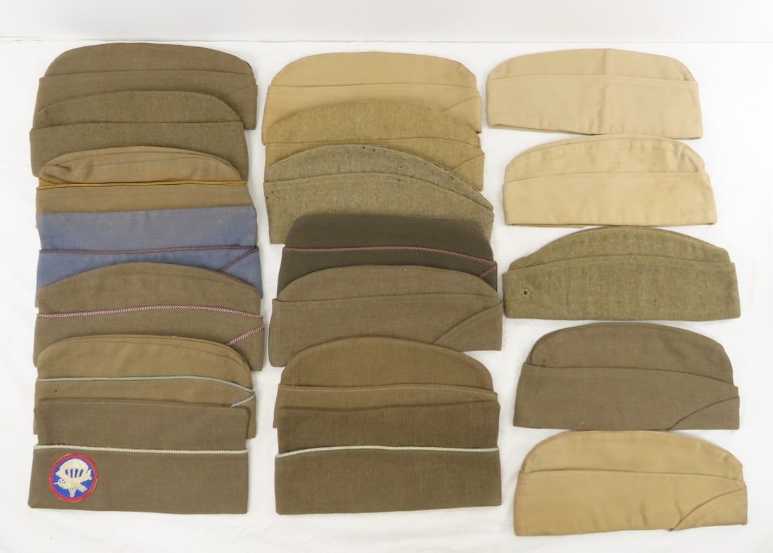 Collection of WWII Wool & Canvas Garrison Caps (1 of 19)