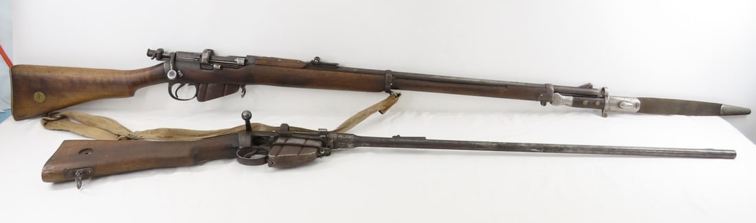 2 BSA Long Lee Enfield .303 Rifles & Bayonet: 2 BSA Long Lee Enfield .303 Rifles & Bayonet - 1) SN# 20285, circa 1900, import: CIA St. Alban VT, 29.5" barrel with front ramp blade & rear leaf sight, bolt action, magazine cut off, detachable