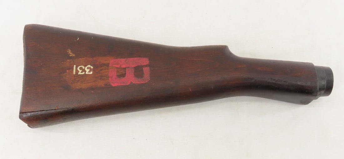 Enfield #1 Rifle Stock Only: Enfield #1 Rifle Stock Only - S/A, D/P and F in red paint on right side, 331 and B in red paint on left side. Lot size: 13 x 6 x 3", 1.4 lbs Photos are part of description. Live Auctioneers