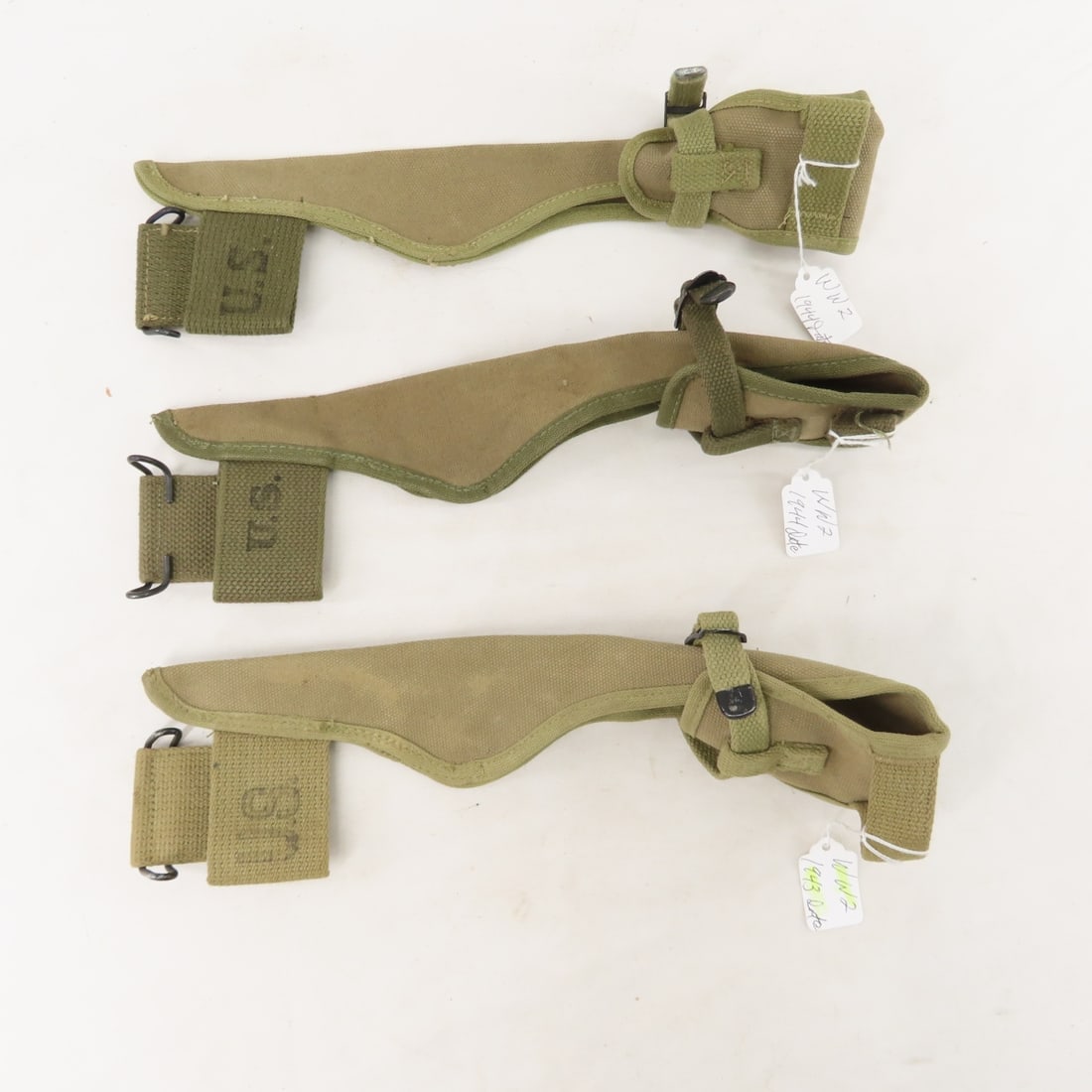 6 WWII US Military pick-mattock covers & 1 pickaxe - 8