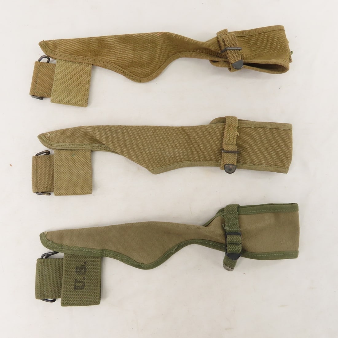 7 WWII US Military pick-mattock covers & 1 pickaxe - 11