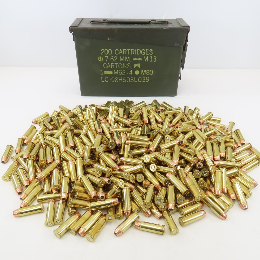 420 Rounds .44 REM Mag Ammunition in Can: 420 Rounds .44 REM Mag Ammunition in Can - 420 Rounds of Ammunition in 7.62mm Ammo Can. Lot Size: 11 x 7 x 4", 27 lbs Photos are part of description. Live Auctioneers displays a max of 20 photos-