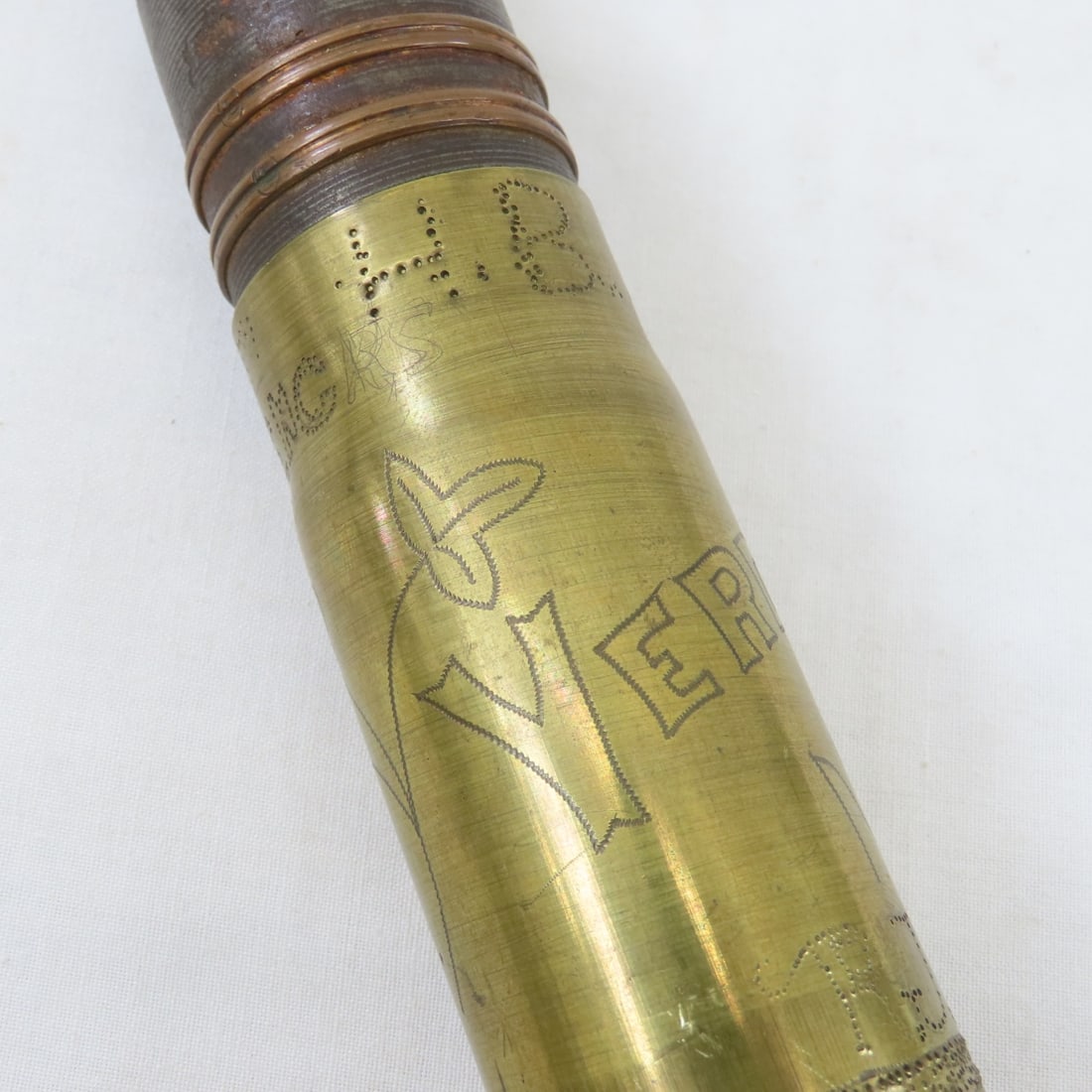 3 Inert WWI 37MM Rounds w/Trench Art, WWII Lighter - 5