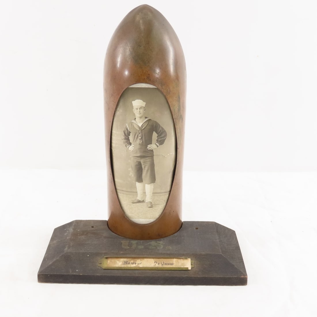 WWI Naval Photo in Shell Frame & Insignia - 2