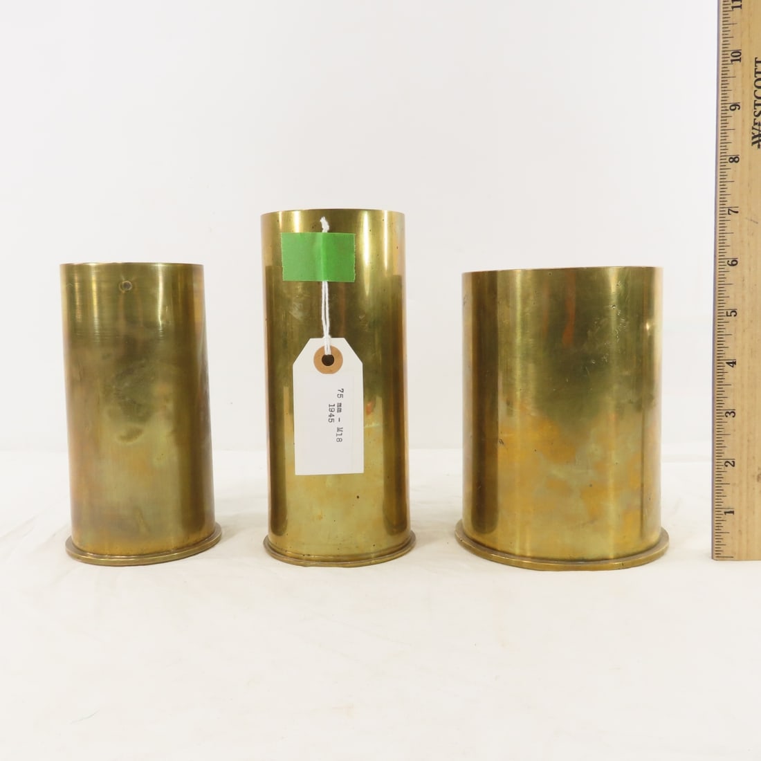 Collection of Large Caliber WWII Brass Casings - 9