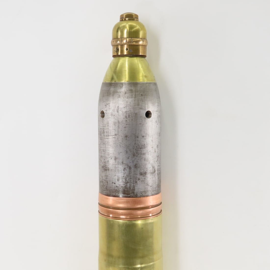 WWI British Inert Shrapnel Shell w/Percussion Fuze - 3