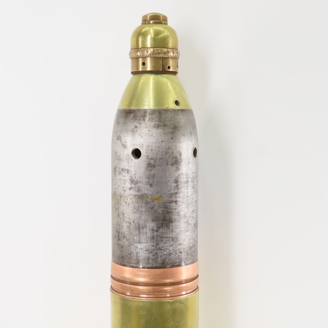 WWI British Inert Shrapnel Shell w/Percussion Fuze - 6