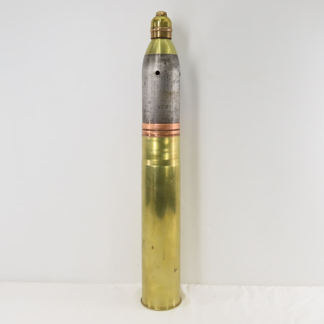 WWI British Inert Shrapnel Shell w/Percussion Fuze - 8