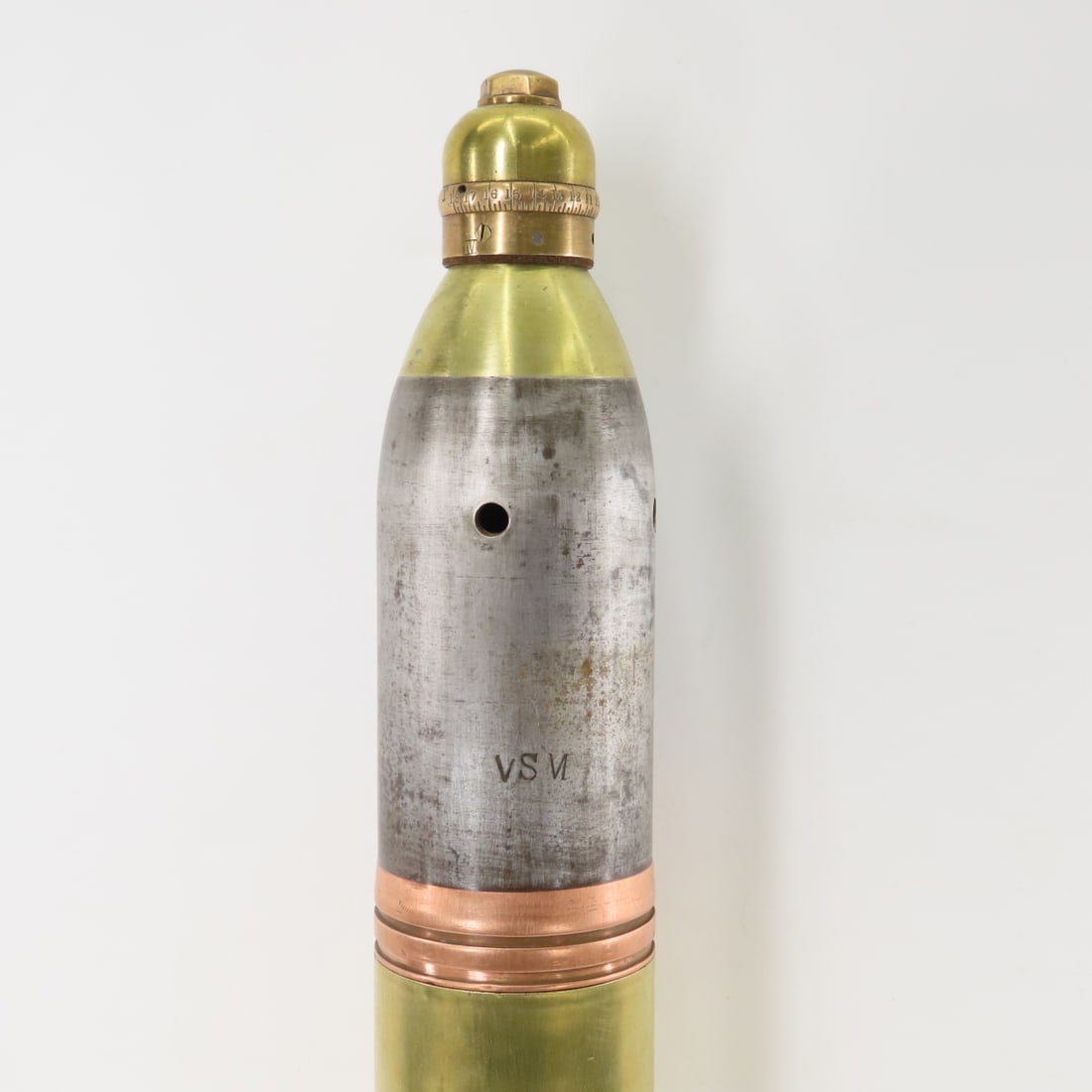 WWI British Inert Shrapnel Shell w/Percussion Fuze - 9