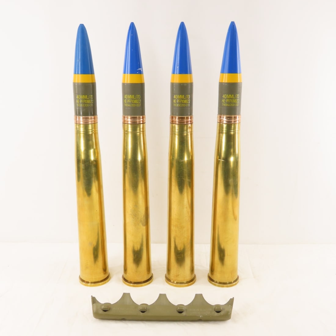 4 40mm Inert Military Dummy Rounds on Clip - 4