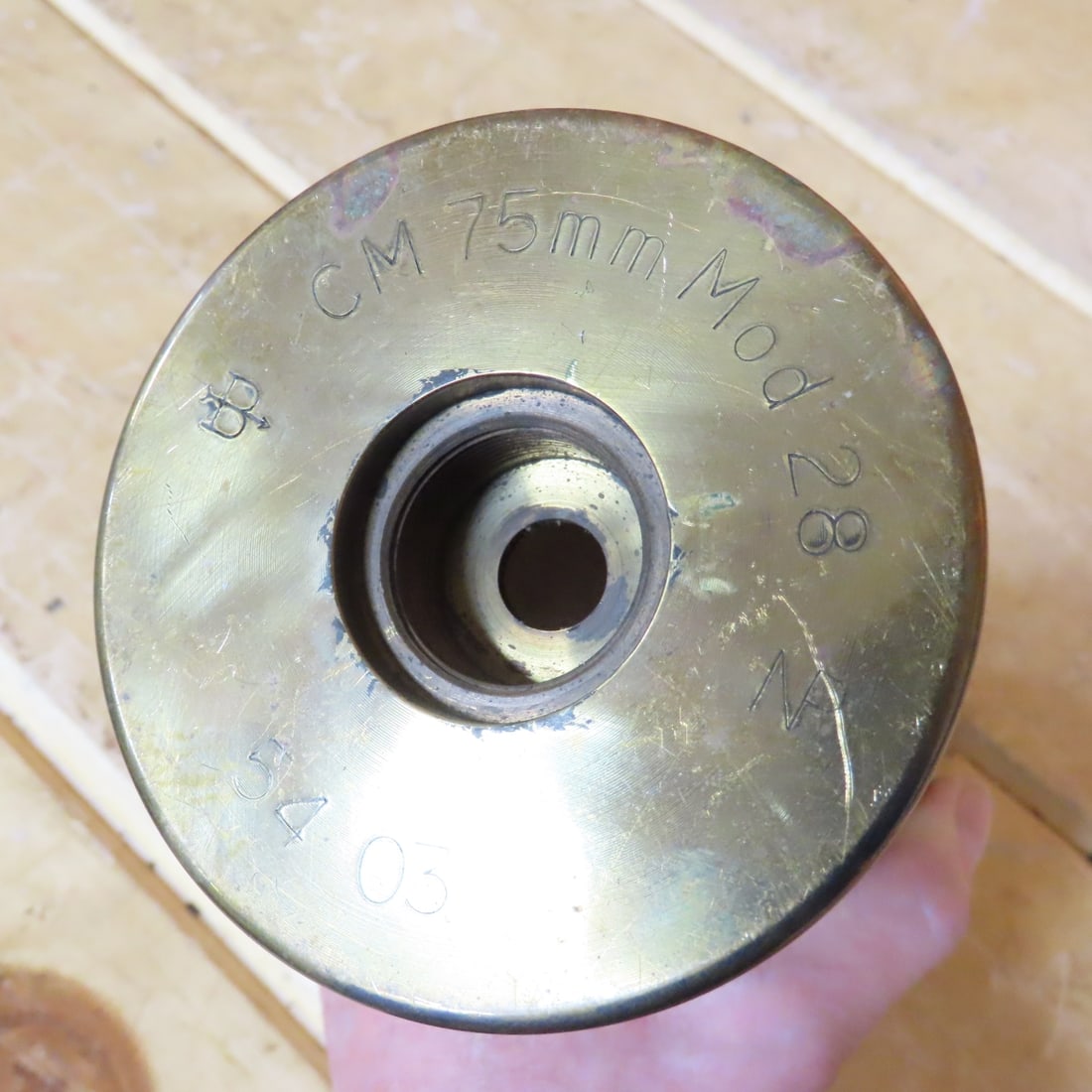 3 WWII 75MM & 57MM Brass Cartridge Casings - 16