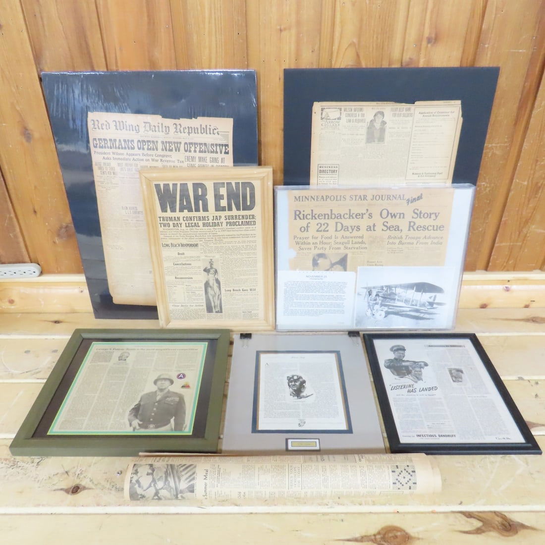 Framed, Mounted WWII Era US Newspapers (1 of 19)