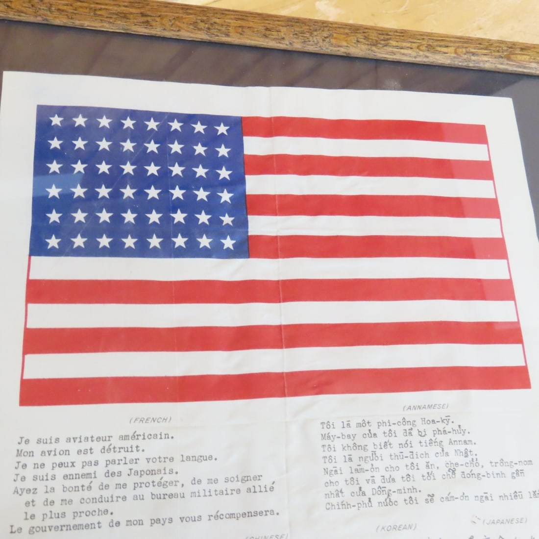 Framed US Air Force WWII Era Silk Blood Chit - 13