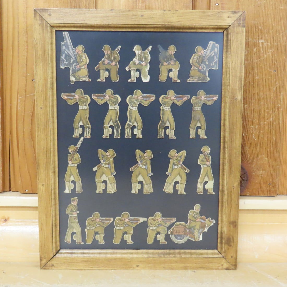 Framed WWII Era US Army Game Pieces & Punch Cards - 10